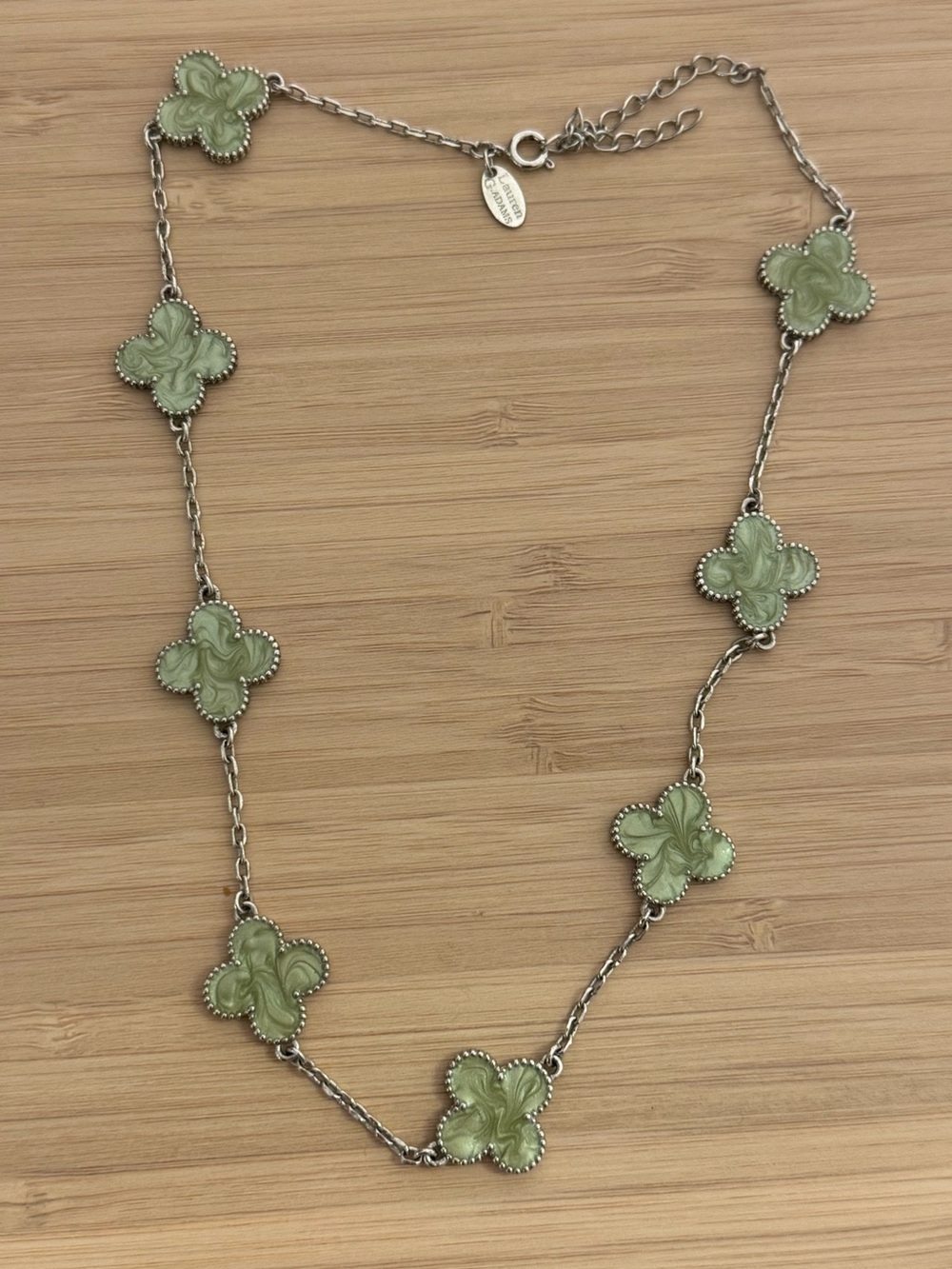 Lauren G Adams Clover Necklace Green and silver like new